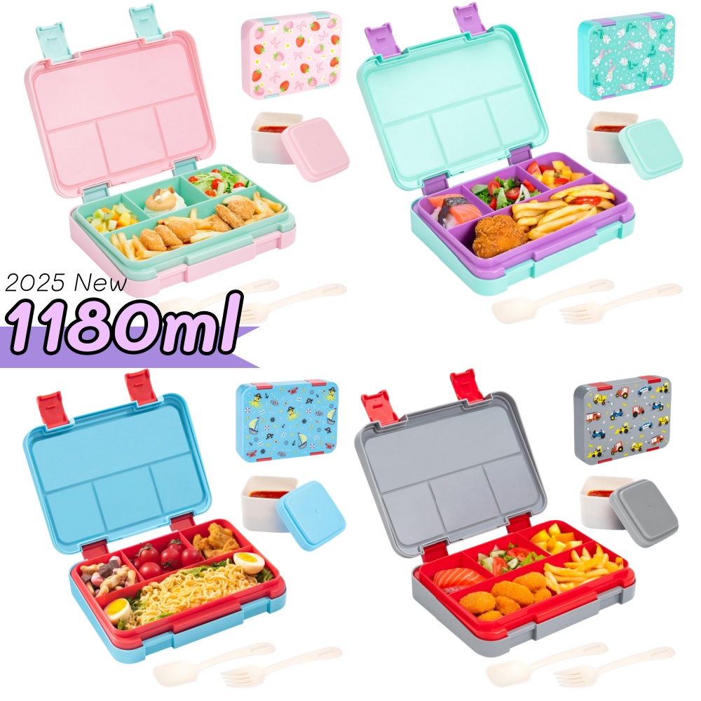 Food And Snacks For Picnic - 40온스 만화 패턴 도시락 세트, 새지