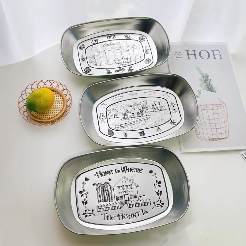 2PCS 빈티지 미국식 틴 트레이 스테인리스 스틸 스낵 - Food And Snacks For Picnic 리뷰 및 가격